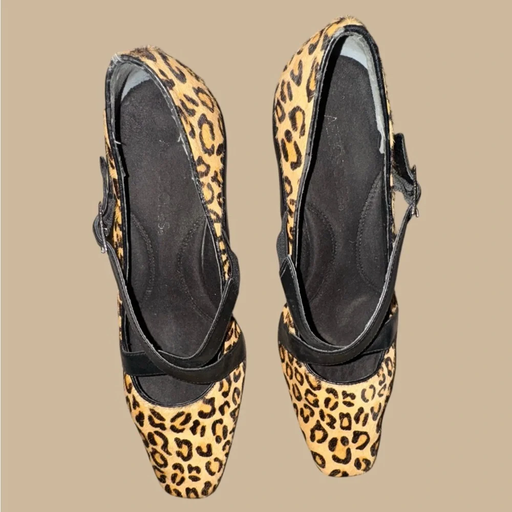 Aerosoles Animal Faux Leopard Fur Print Leather Shoes‎ Heels Size 8